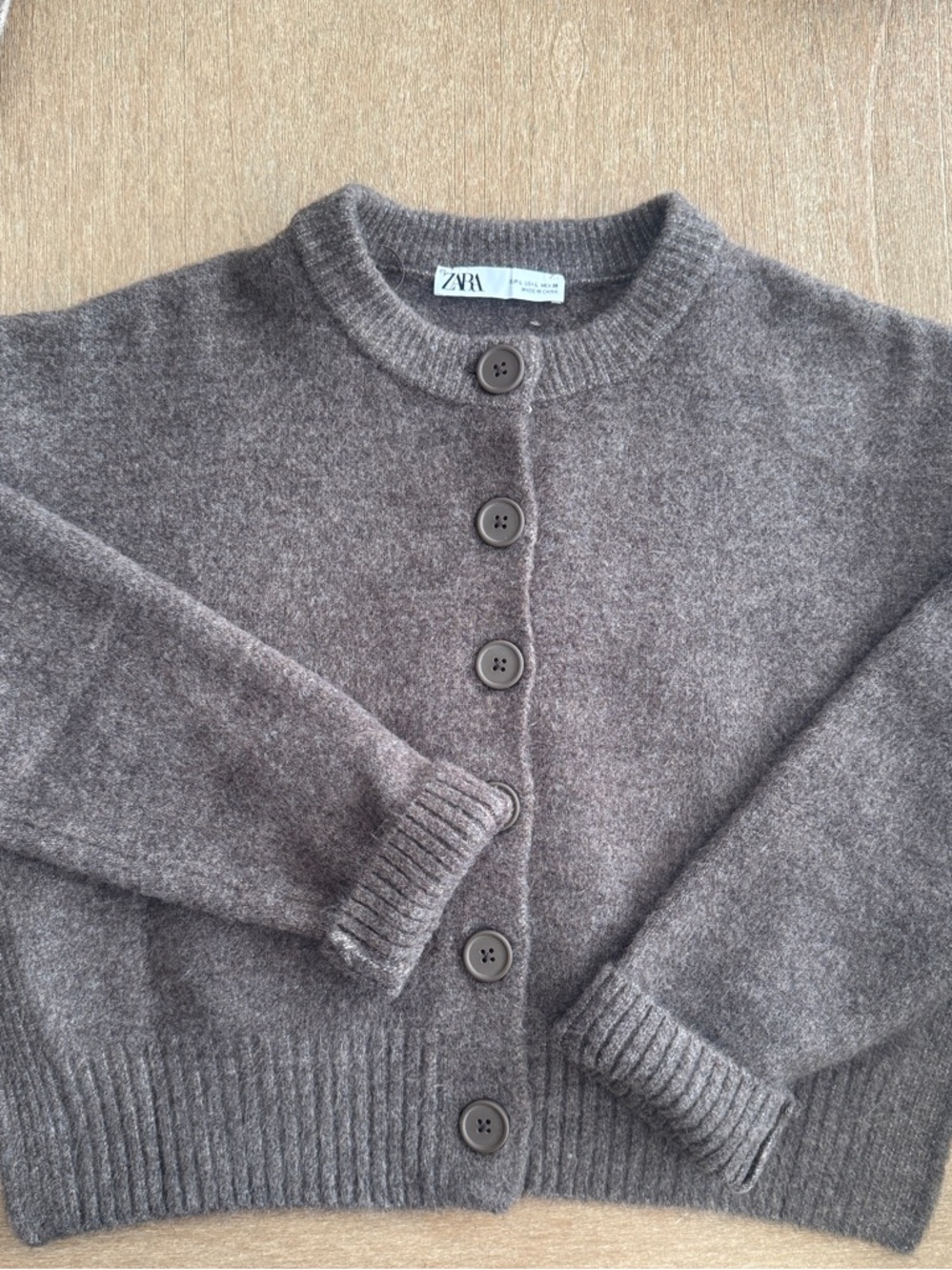 ZARA Brown Button Front Knit Cardigan